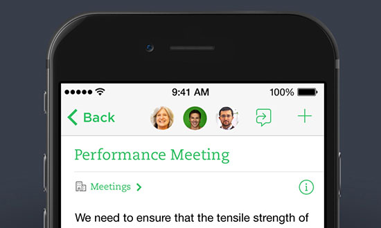 Evernote iOS app screen